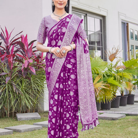 Wine Georgette Saree RIYA - View 2