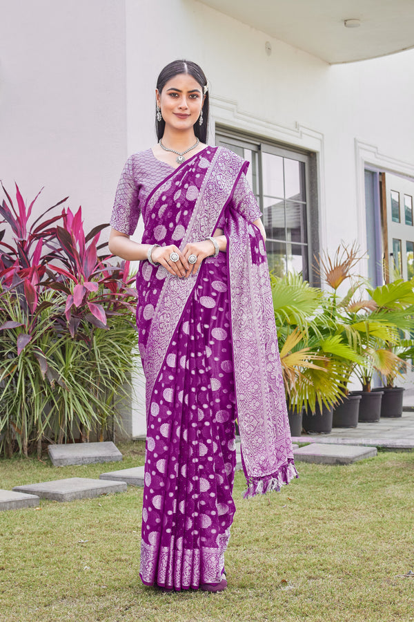Wine Georgette Saree RIYA - View 2