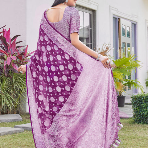 Wine Georgette Saree RIYA - View 3