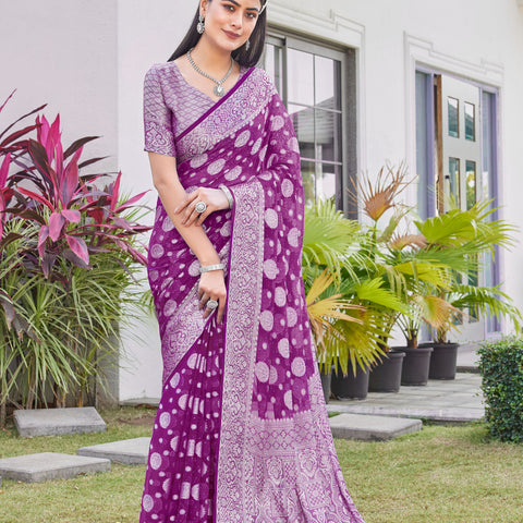 Wine Georgette Saree RIYA - View 5
