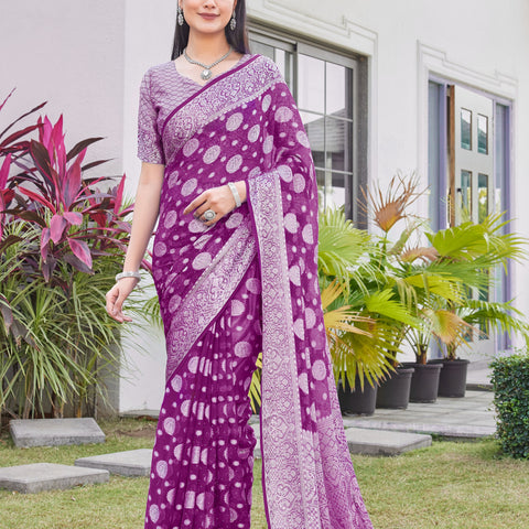 Wine Georgette Saree RIYA - View 6