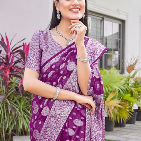 Wine Georgette Saree RIYA - View 7