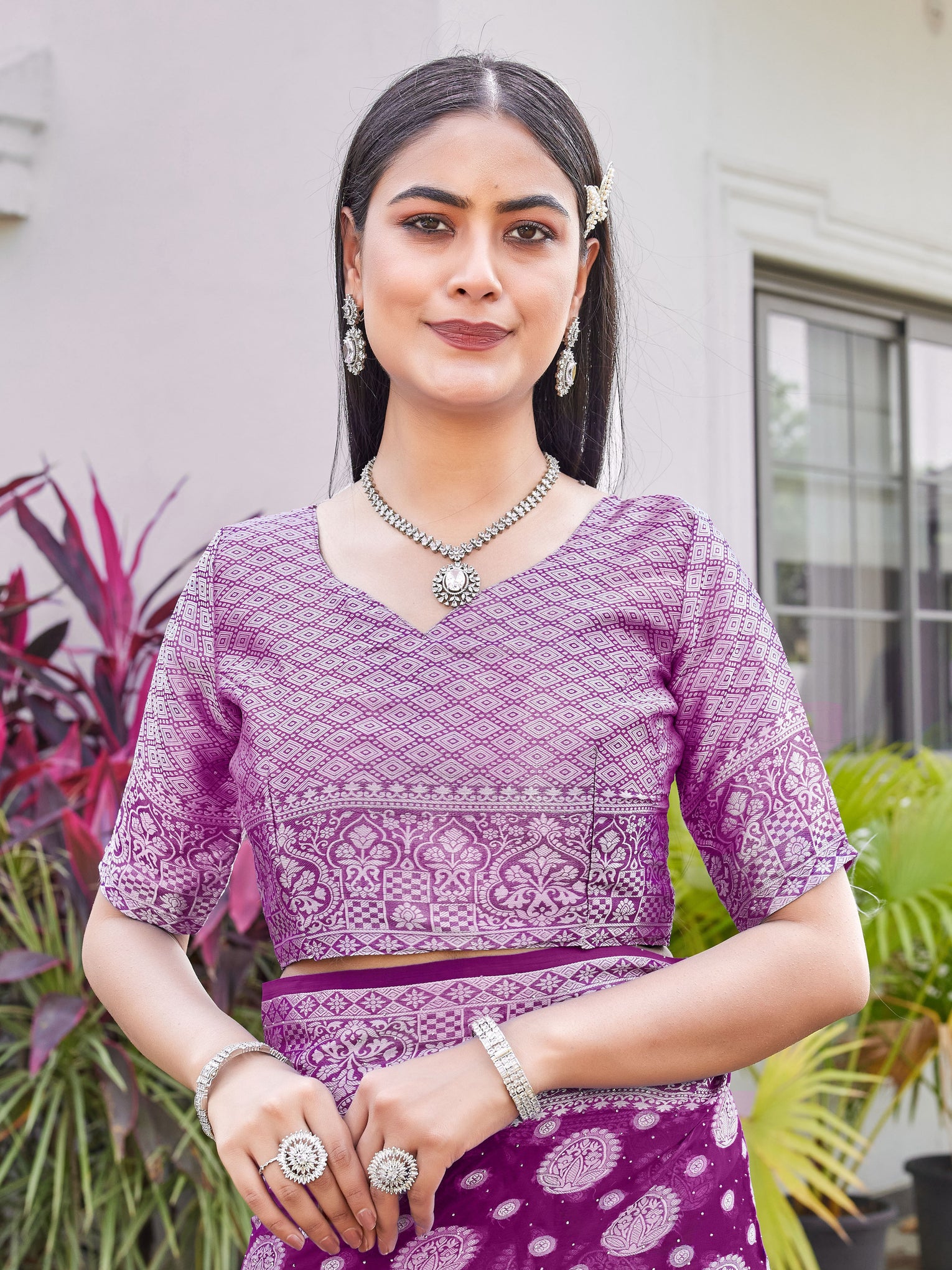 Wine Georgette Saree RIYA - View 8