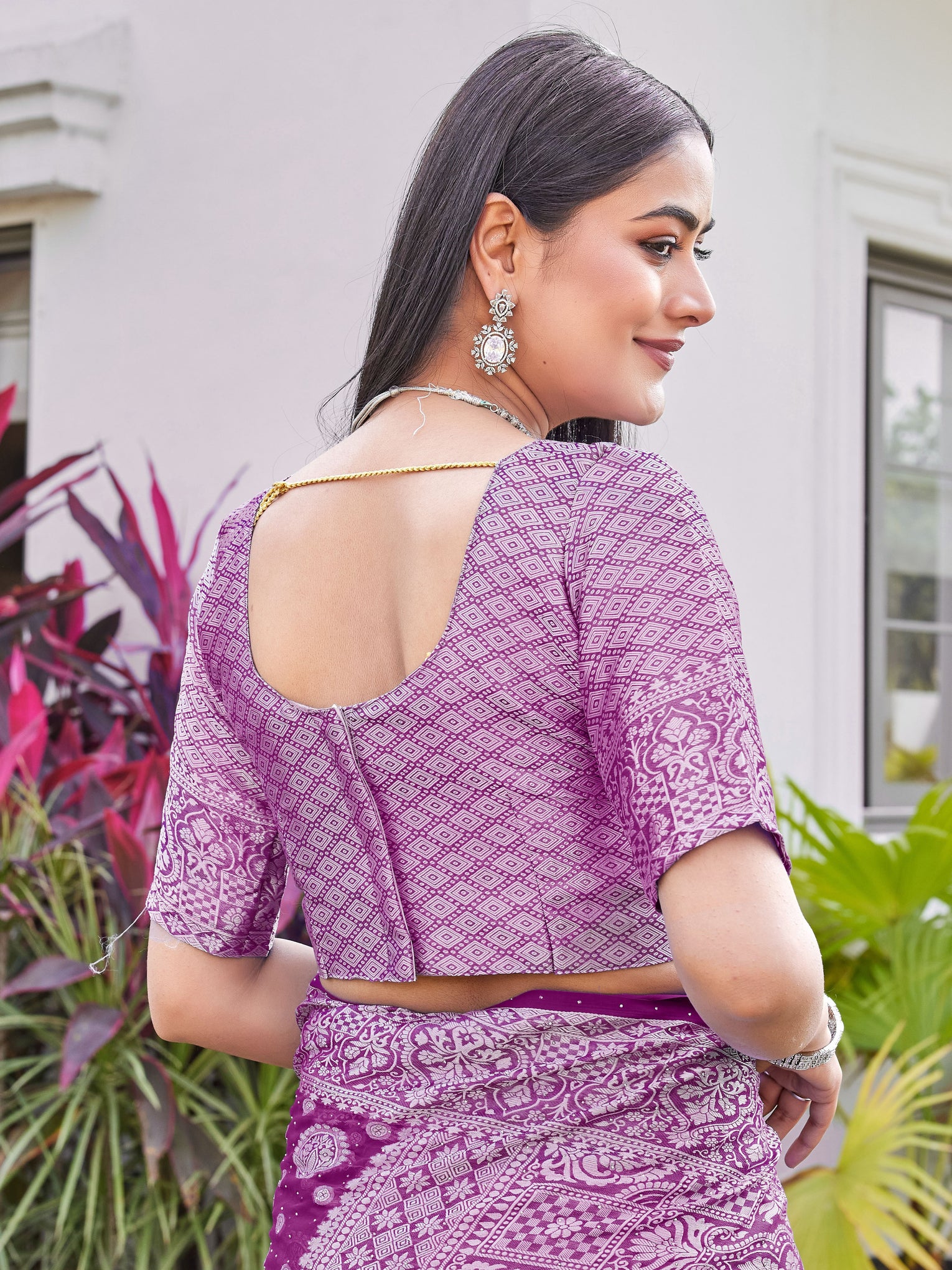 Wine Georgette Saree RIYA - View 9