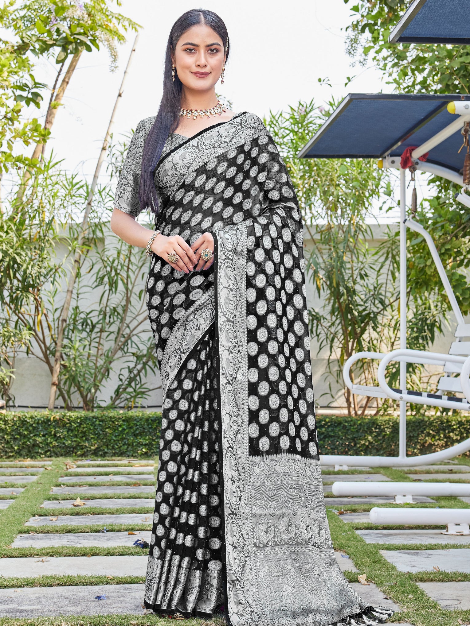 Black Georgette Saree SANJAY - View 1