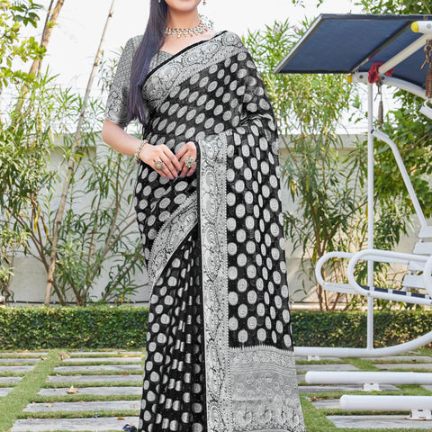 Black Georgette Saree SANJAY - View 1