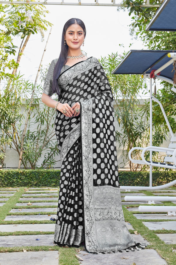 Black Georgette Saree SANJAY - View 1