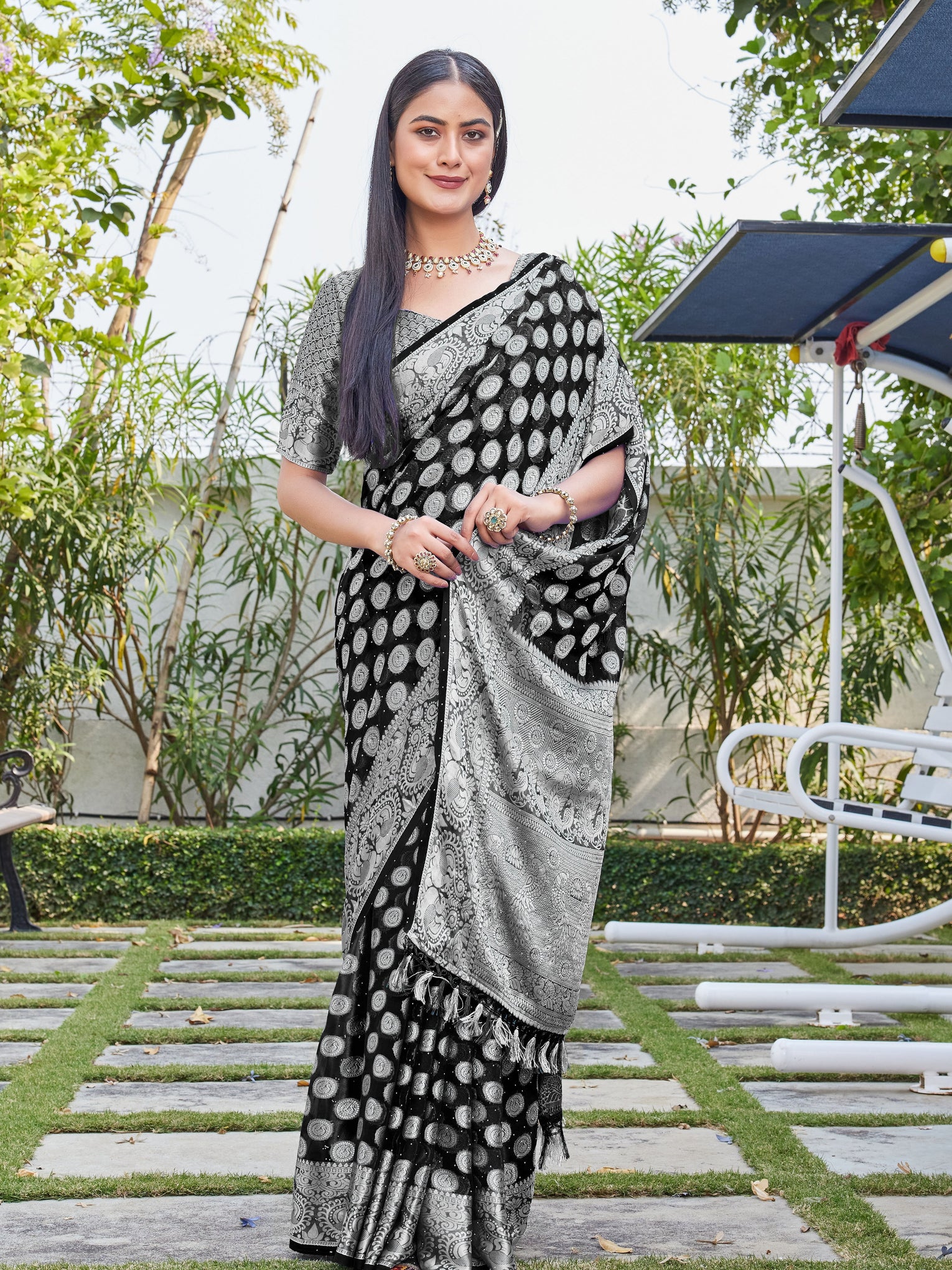 Black Georgette Saree SANJAY - View 3