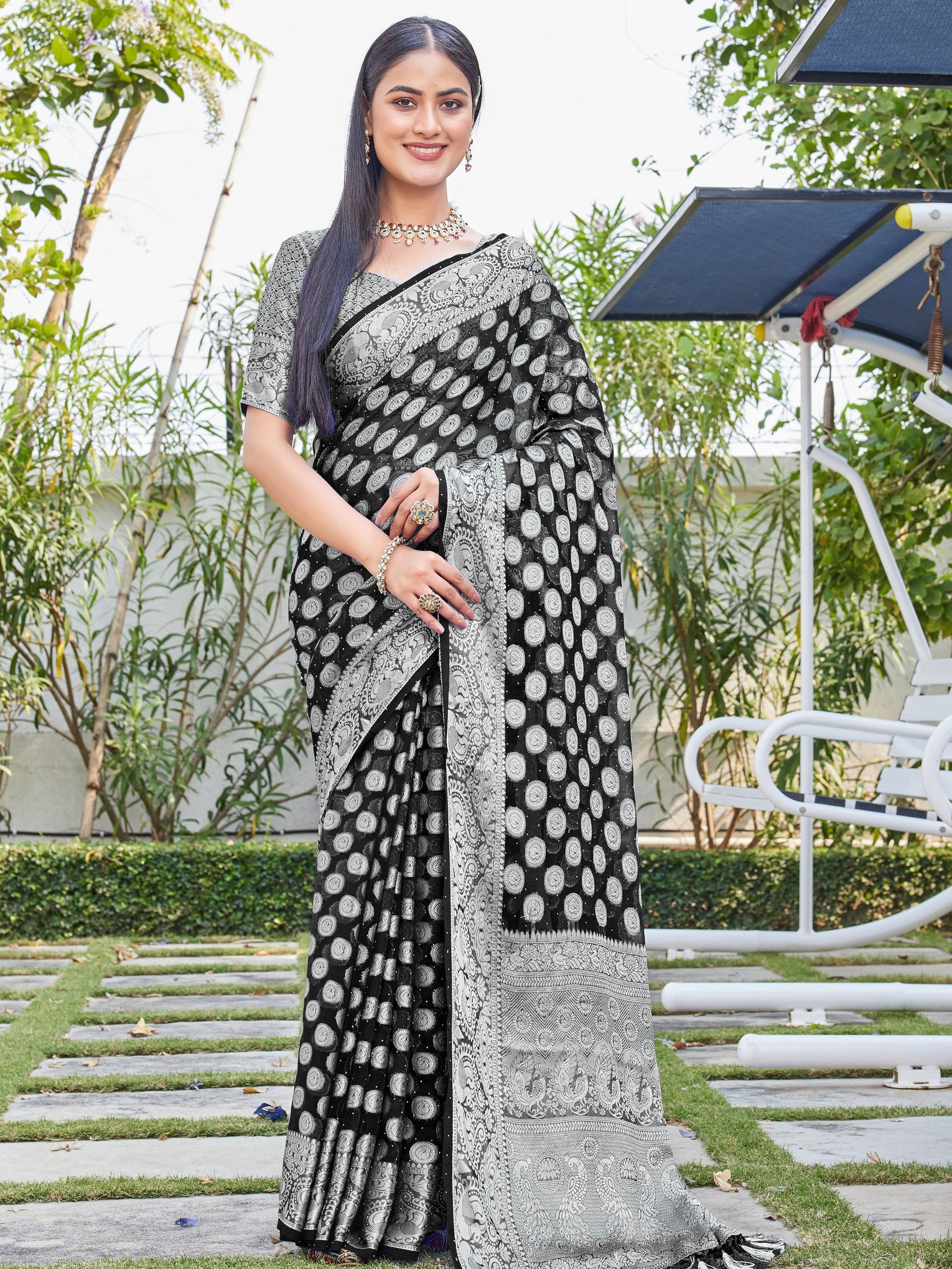 Black Georgette Saree SANJAY - View 5