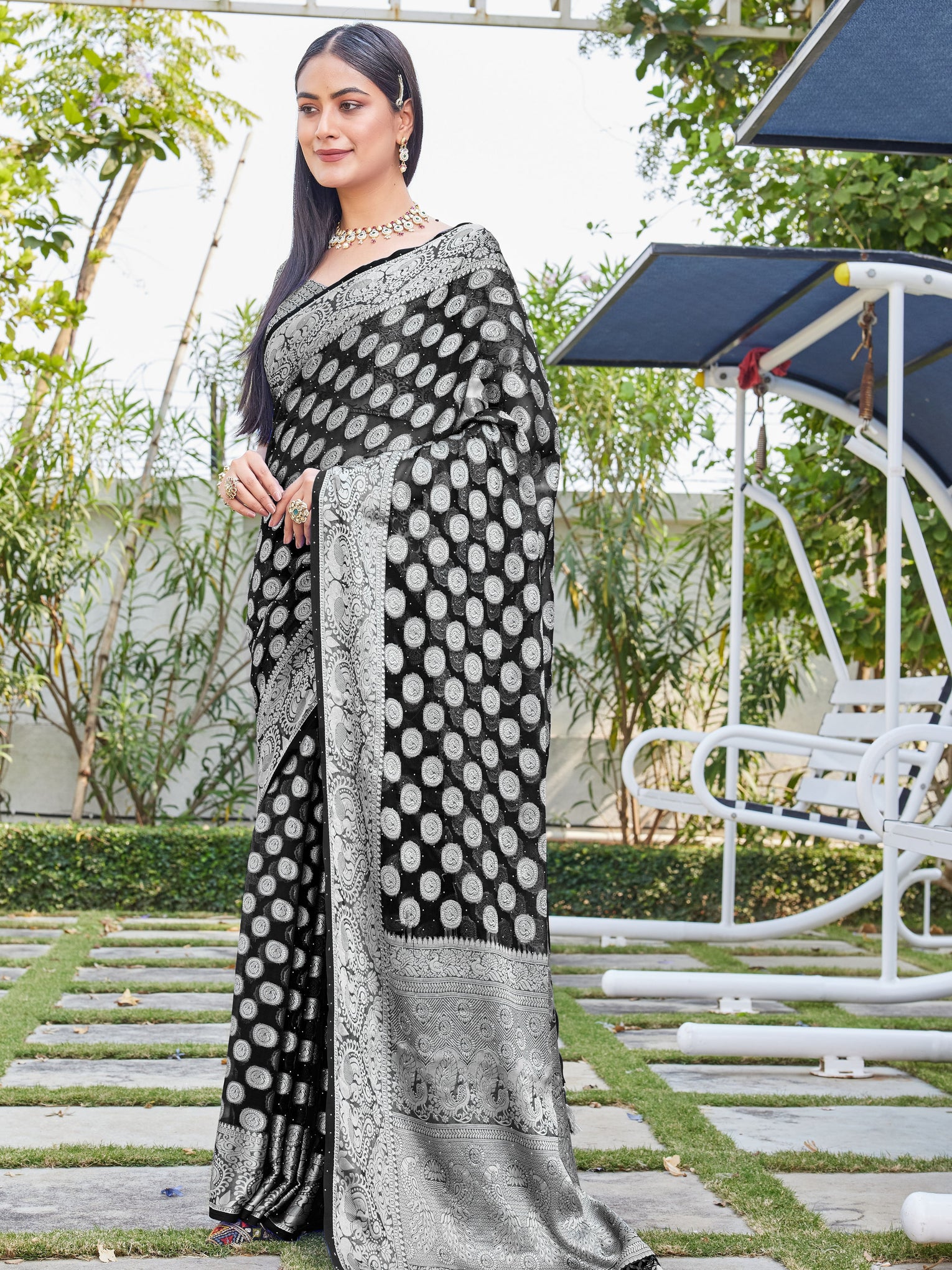 Black Georgette Saree SANJAY - View 6