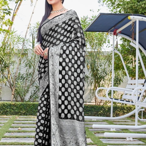 Black Georgette Saree SANJAY - View 6