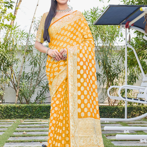 Gold Georgette Saree SANJAY - View 1