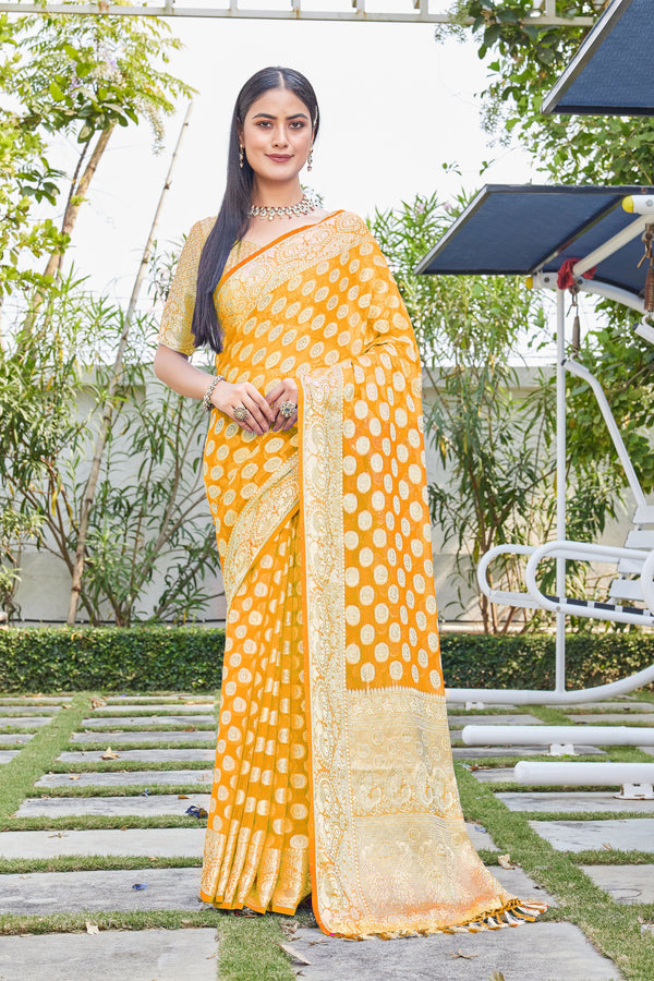 Gold Georgette Saree SANJAY - View 1