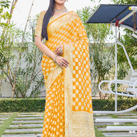 Gold Georgette Saree SANJAY - View 2