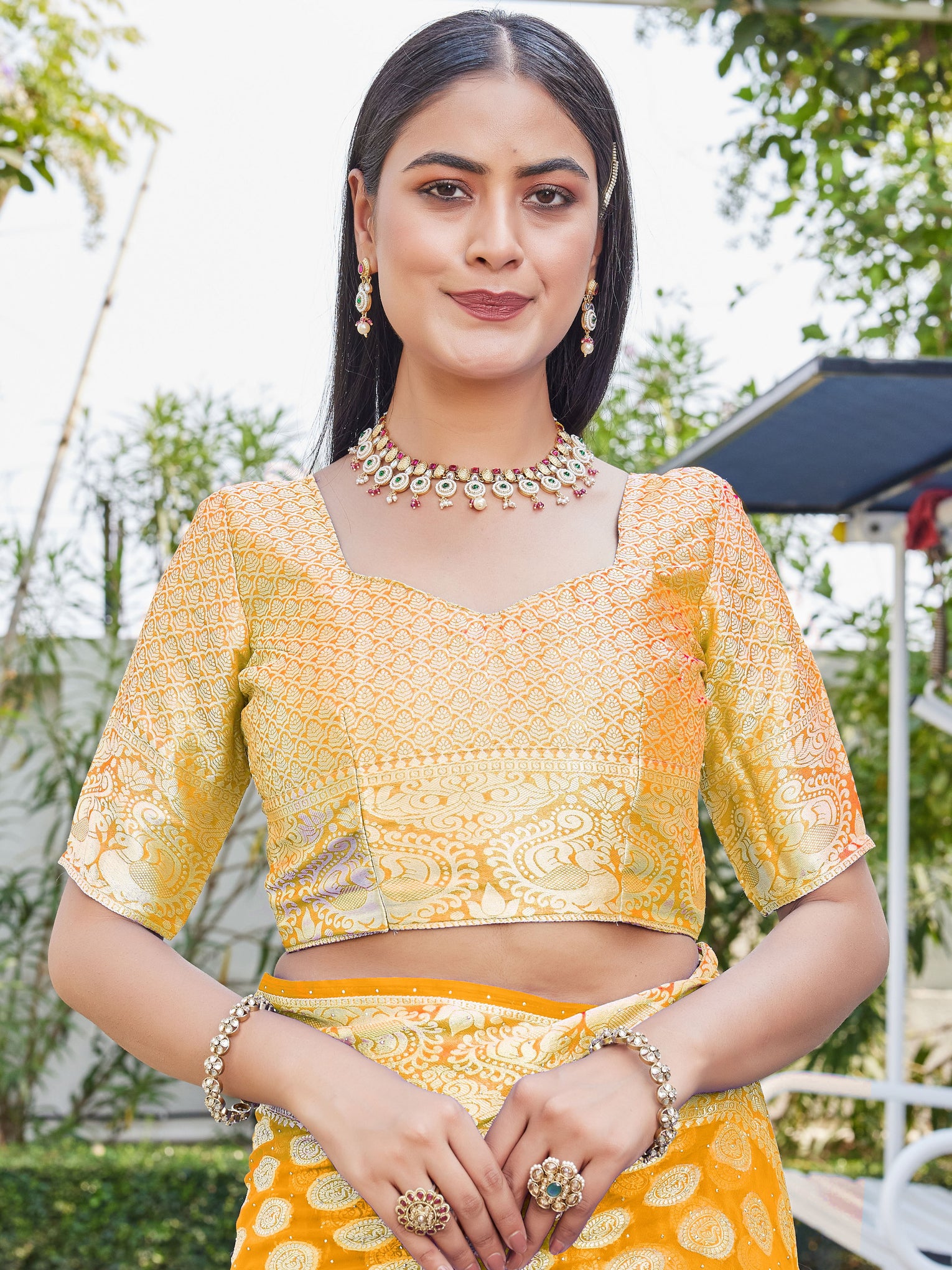 Gold Georgette Saree SANJAY - View 8
