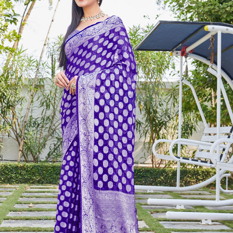 Purple Georgette Saree SANJAY - View 1