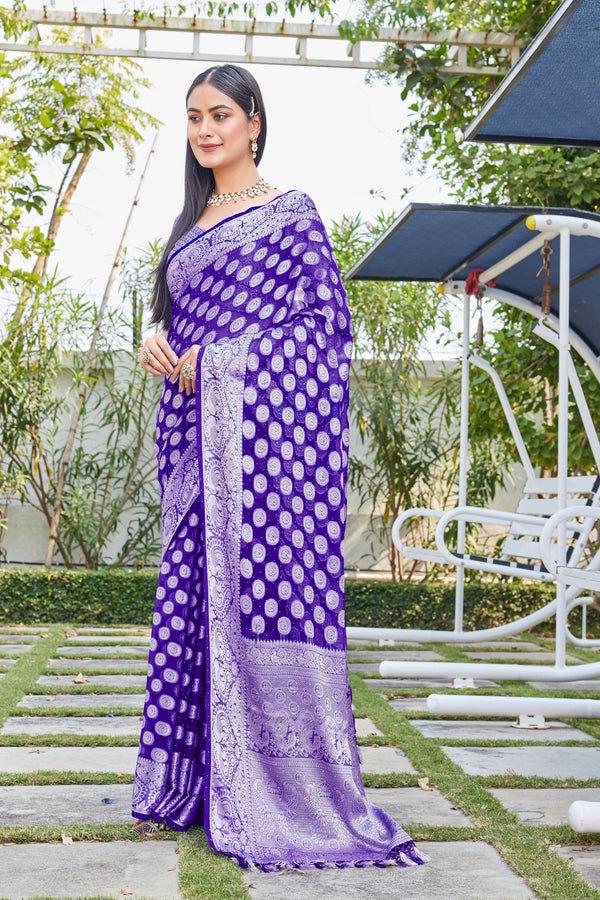 Purple Georgette Saree SANJAY - View 1
