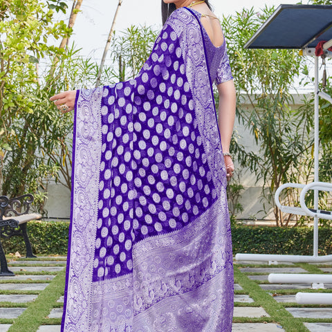 Purple Georgette Saree SANJAY - View 2