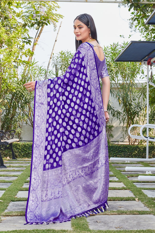 Purple Georgette Saree SANJAY - View 2