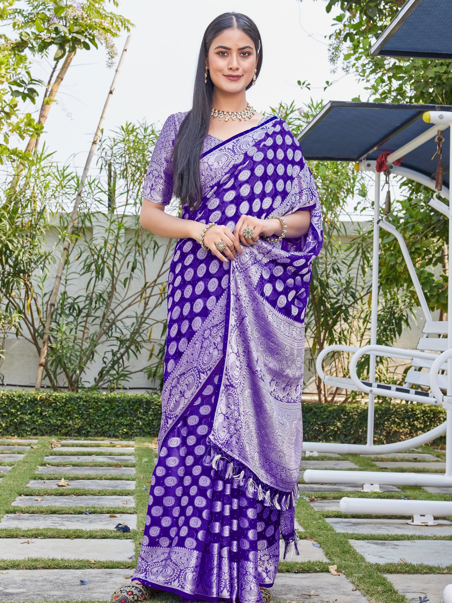 Purple Georgette Saree SANJAY - View 4