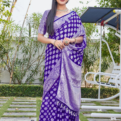 Purple Georgette Saree SANJAY - View 4