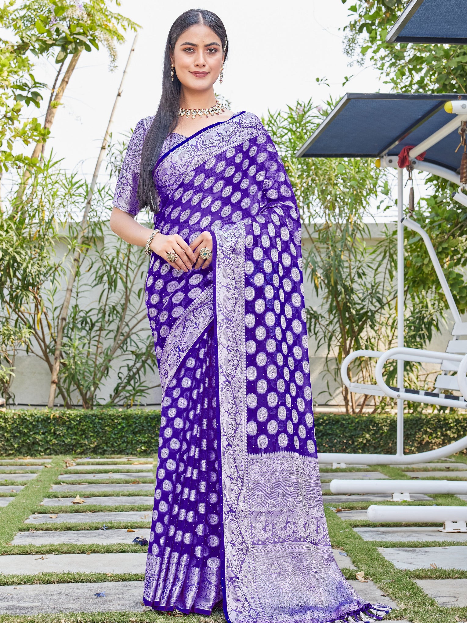 Purple Georgette Saree SANJAY - View 5