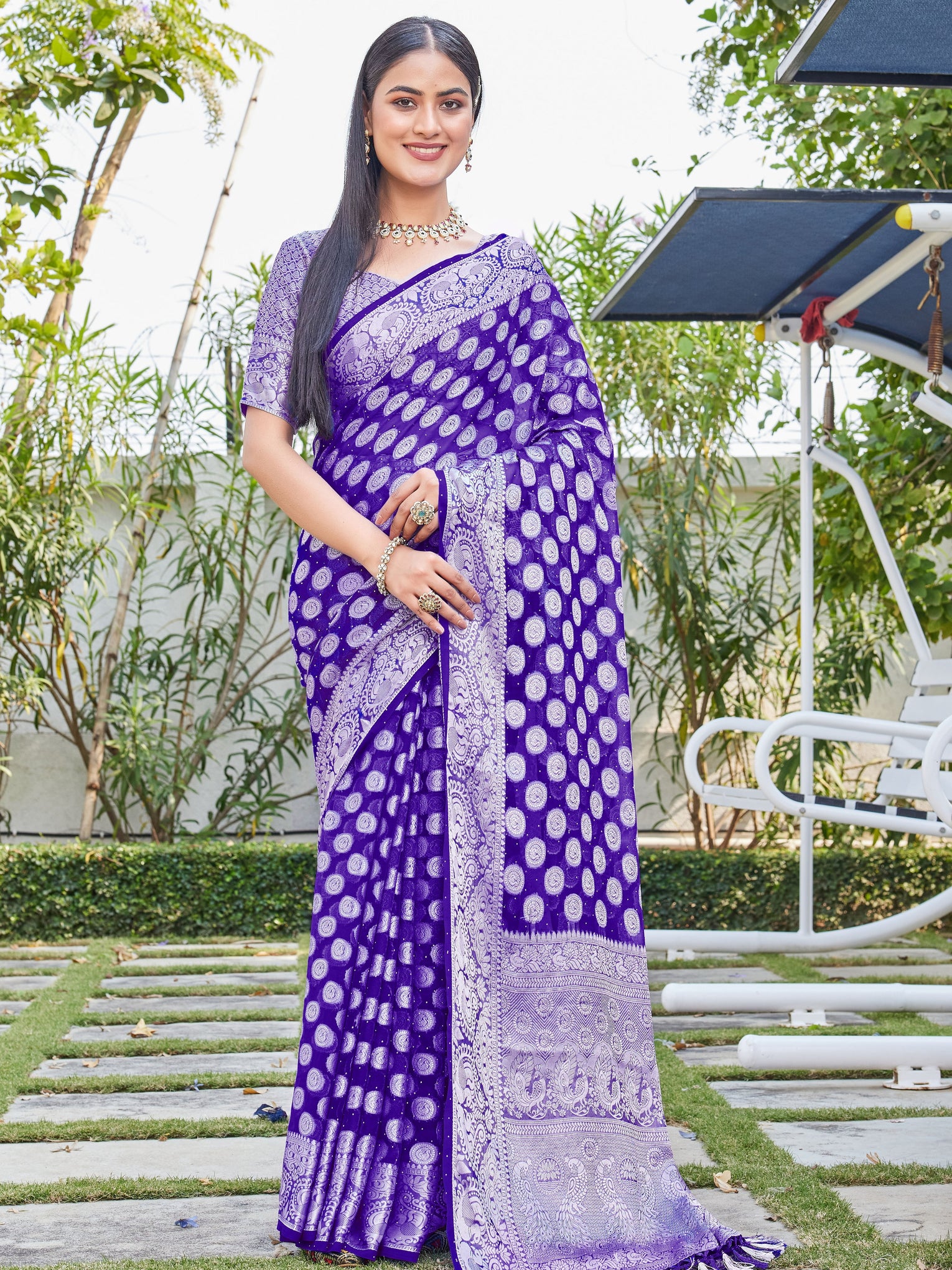 Purple Georgette Saree SANJAY - View 6