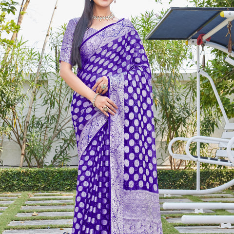 Purple Georgette Saree SANJAY - View 6