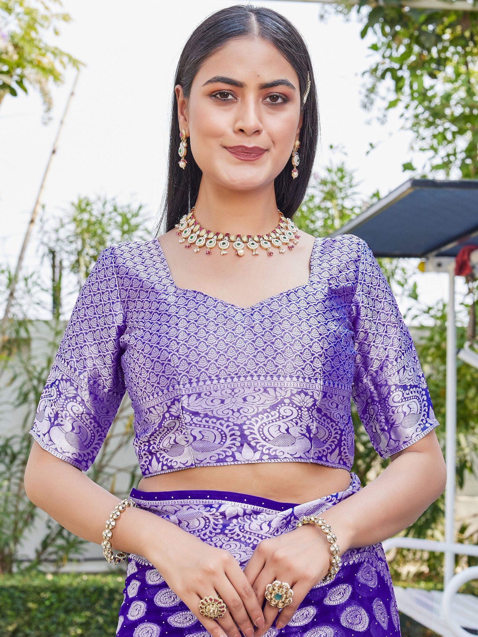 Purple Georgette Saree SANJAY - View 8