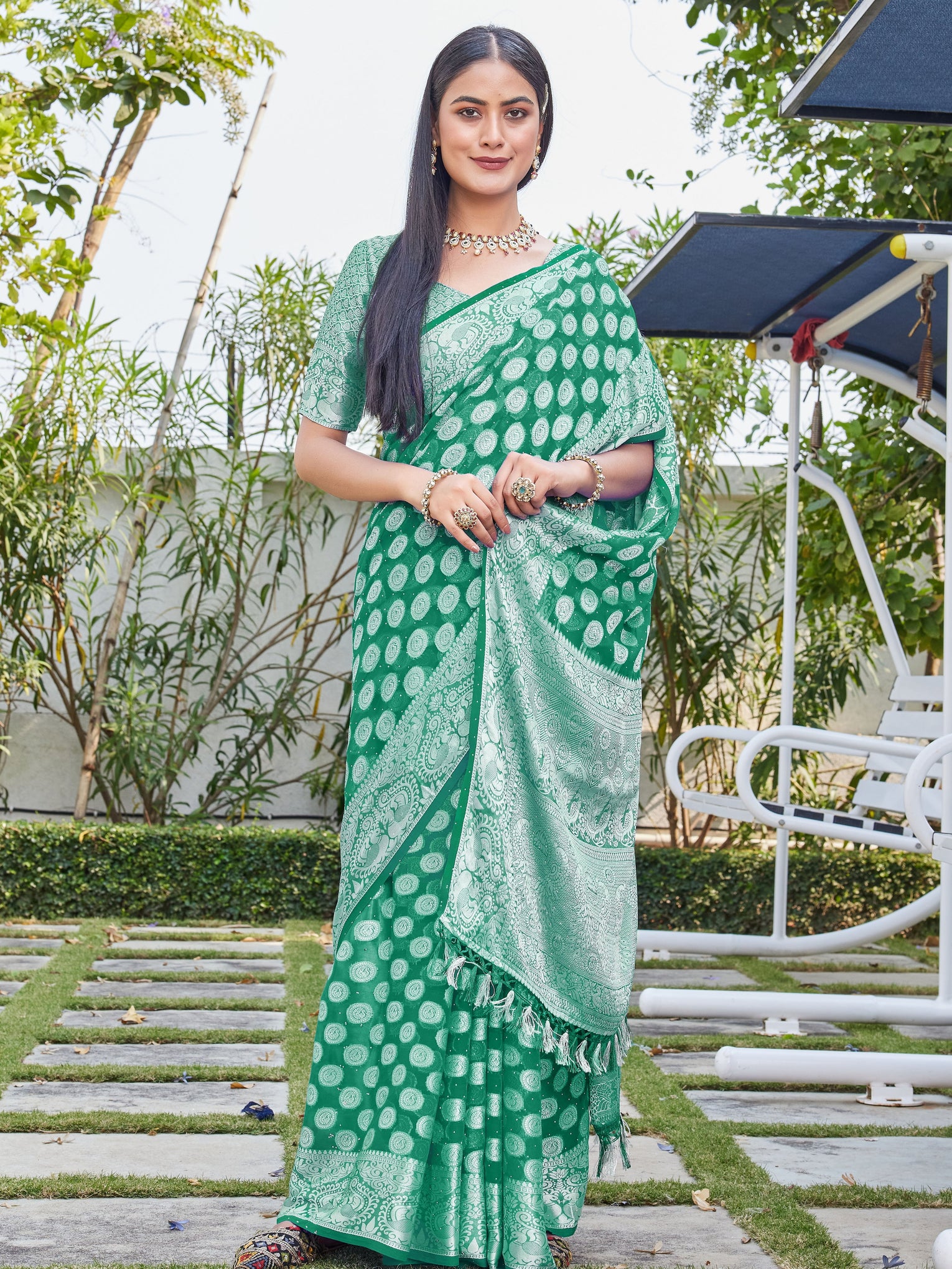 Rama Georgette Saree SANJAY - View 2