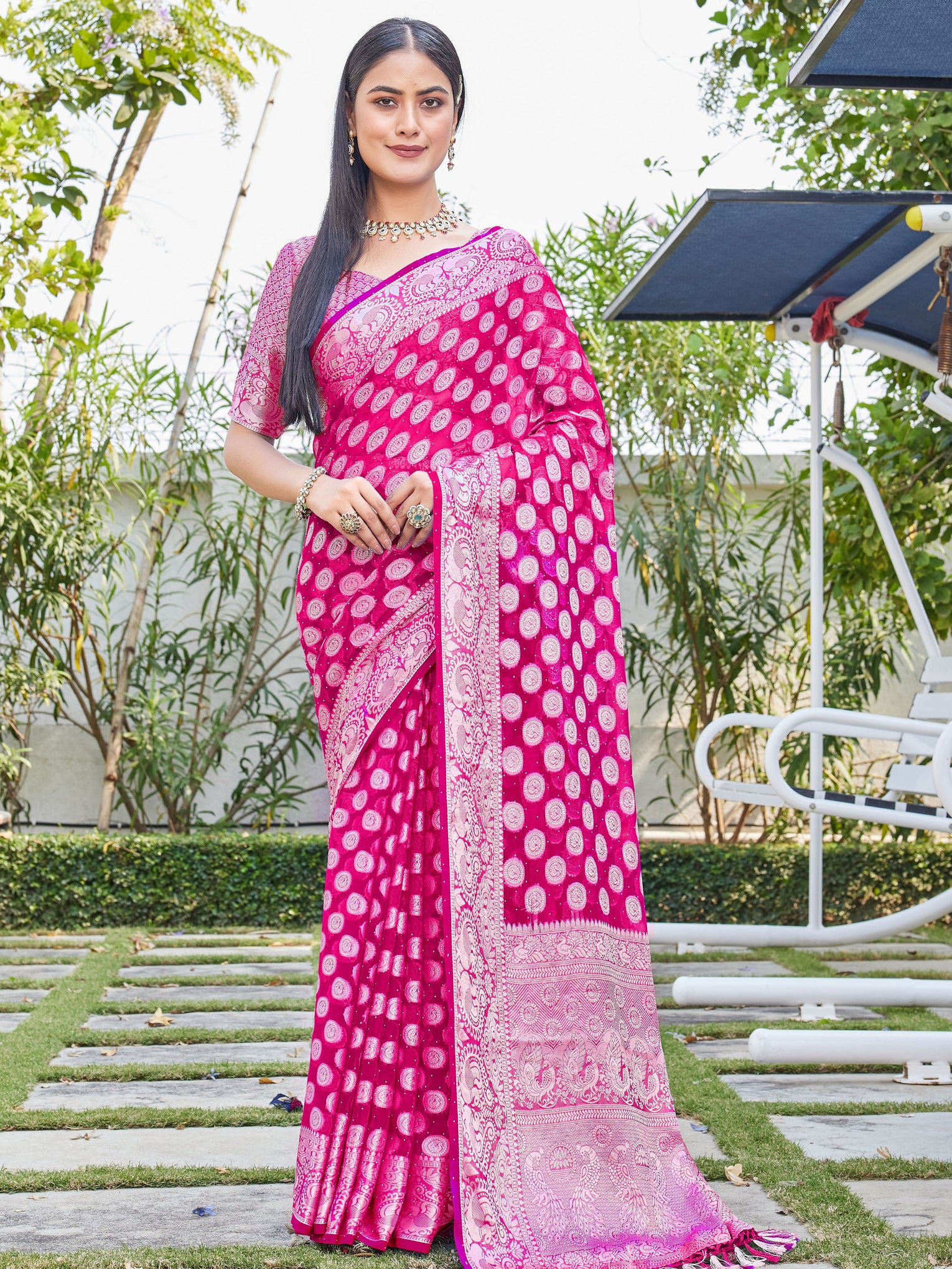 Rani Georgette Saree SANJAY - View 3