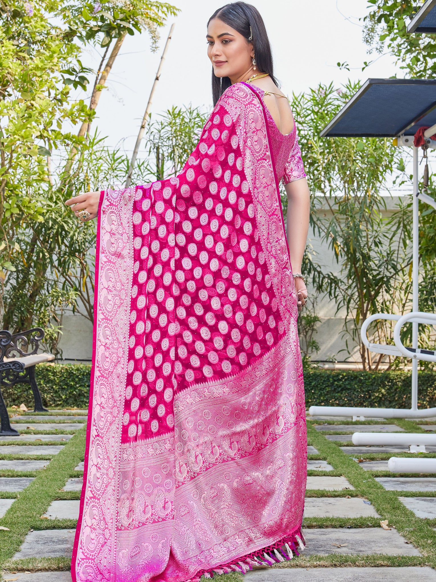 Rani Georgette Saree SANJAY - View 5
