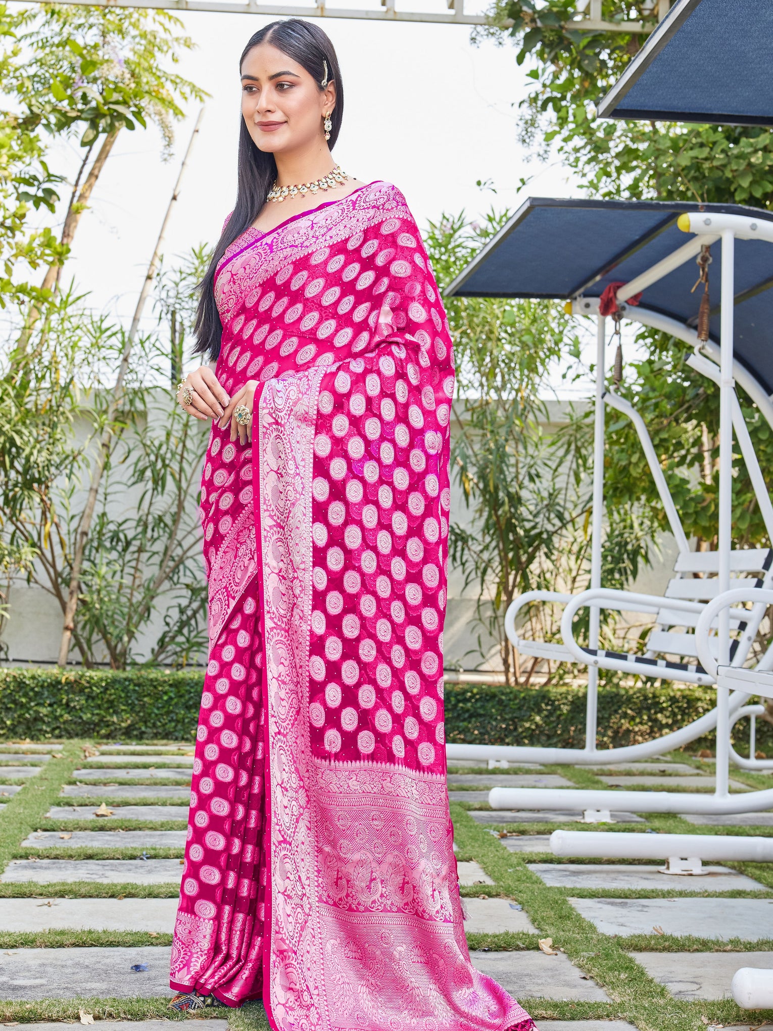 Rani Georgette Saree SANJAY - View 6