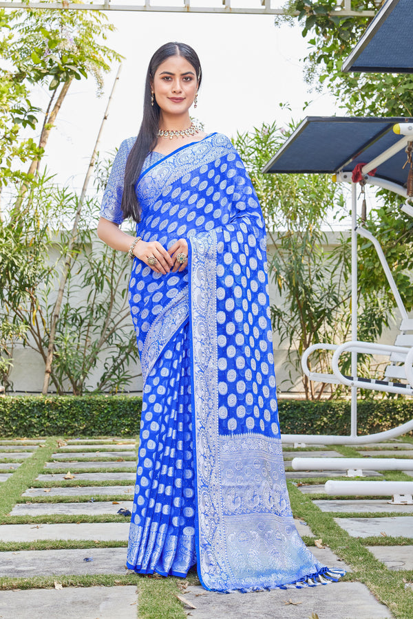 Royal Blue Georgette Saree SANJAY - View 1