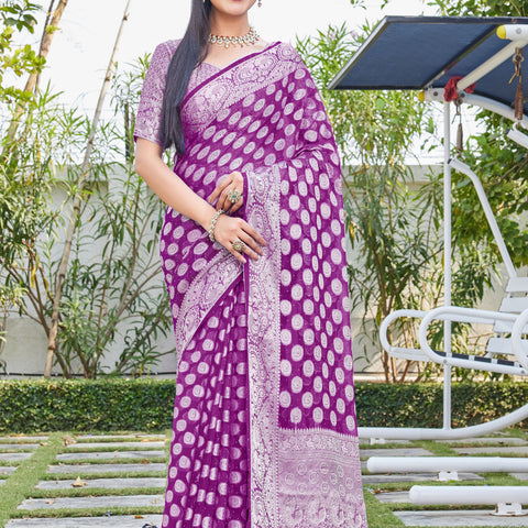 Wine Georgette Saree SANJAY - View 1