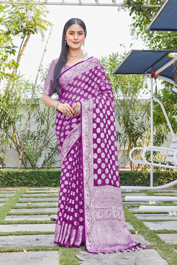 Wine Georgette Saree SANJAY - View 2