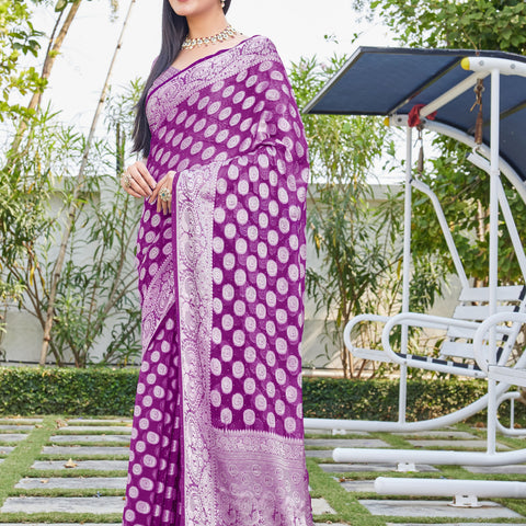 Wine Georgette Saree SANJAY - View 3