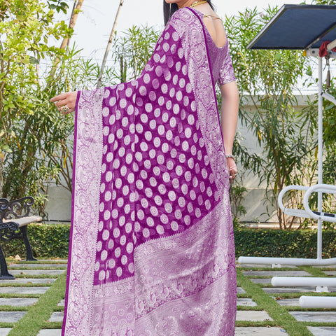 Wine Georgette Saree SANJAY - View 4