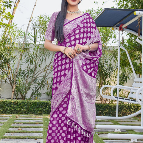 Wine Georgette Saree SANJAY - View 6