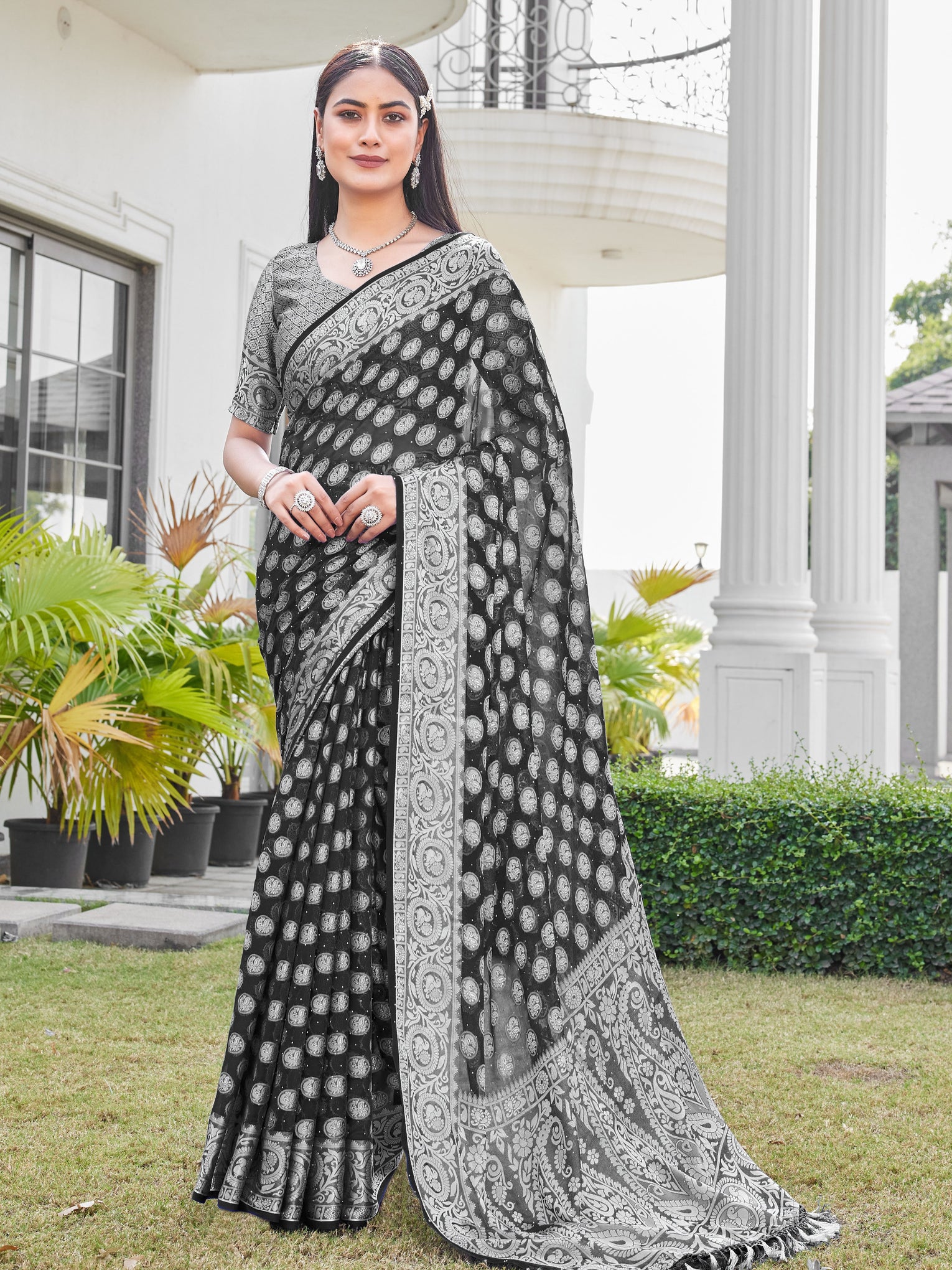 Black Georgette Saree VANITA - View 1