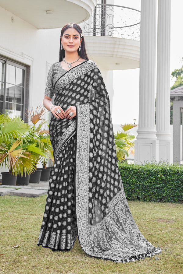 Black Georgette Saree VANITA - View 1