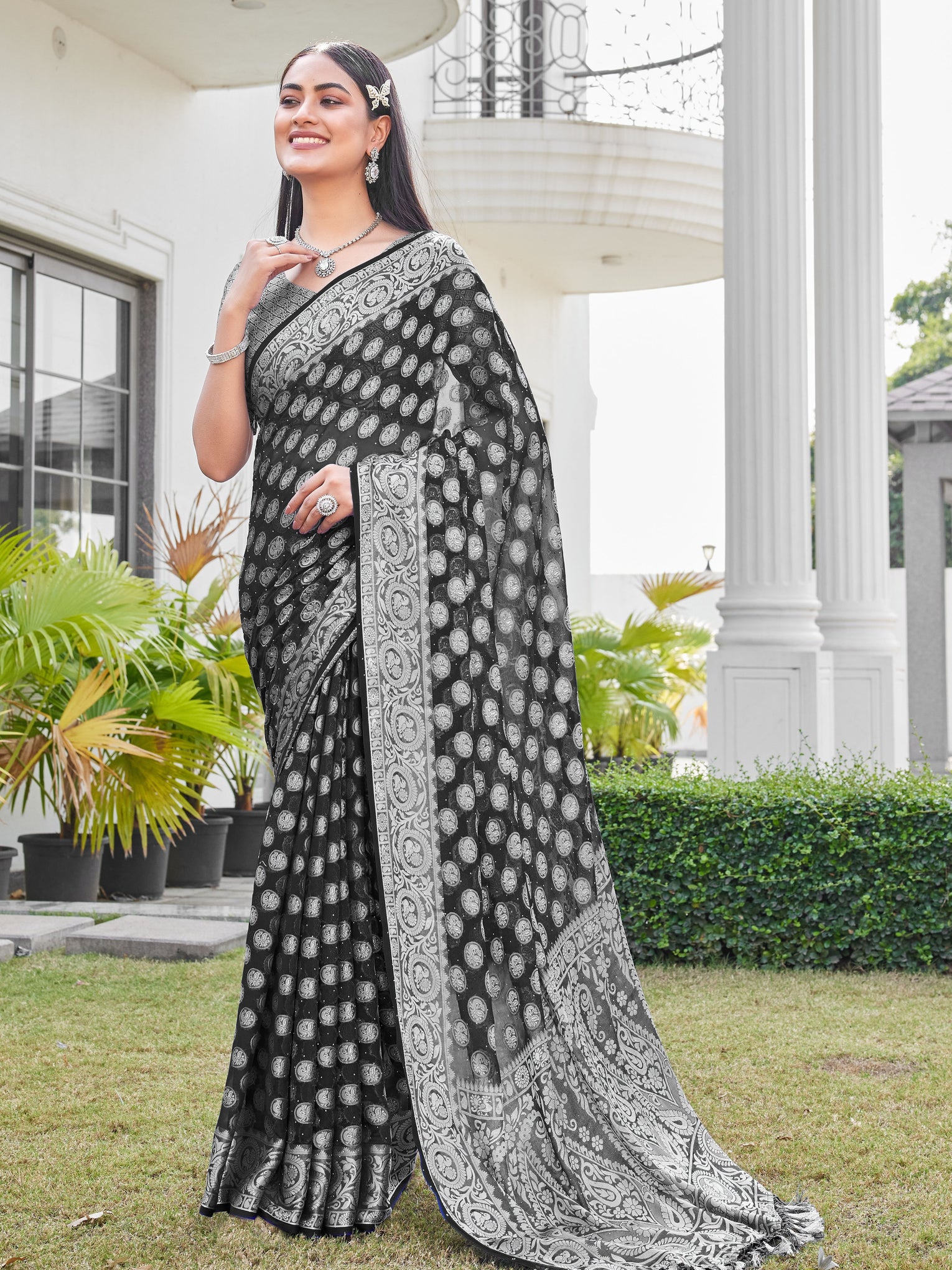 Black Georgette Saree VANITA - View 2