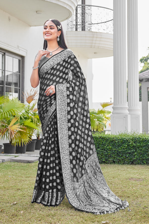 Black Georgette Saree VANITA - View 2