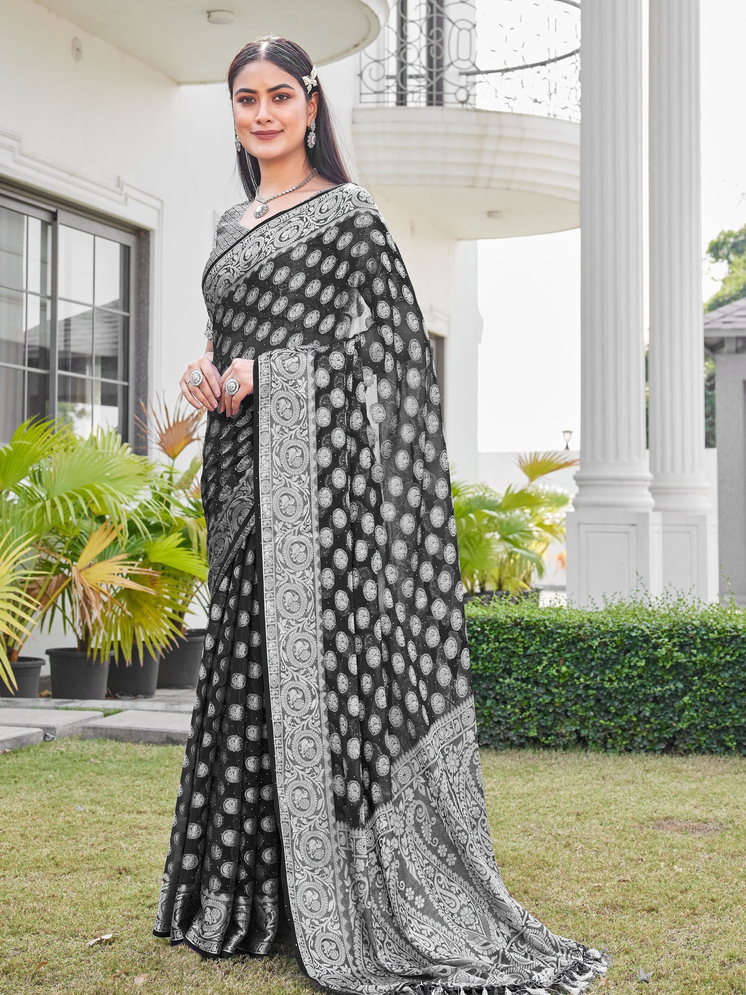 Black Georgette Saree VANITA - View 3