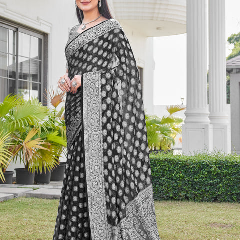 Black Georgette Saree VANITA - View 3