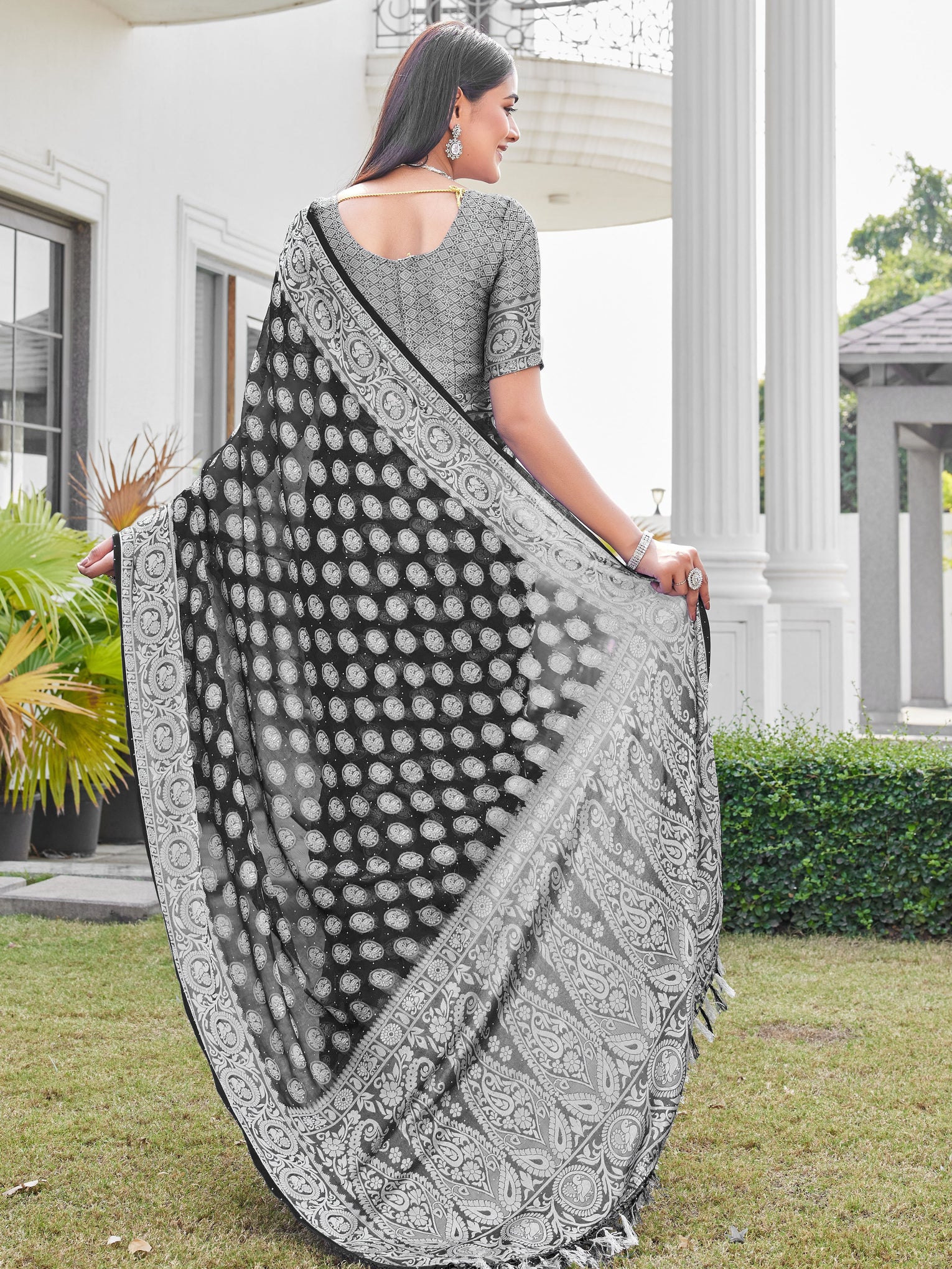 Black Georgette Saree VANITA - View 4