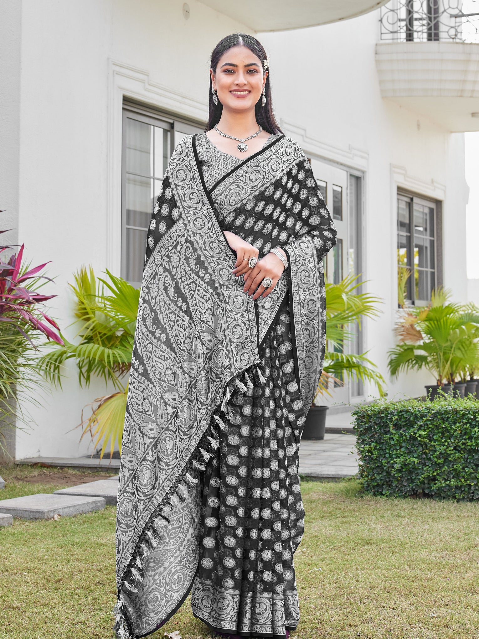 Black Georgette Saree VANITA - View 5