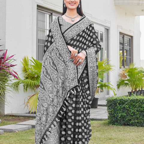 Black Georgette Saree VANITA - View 5