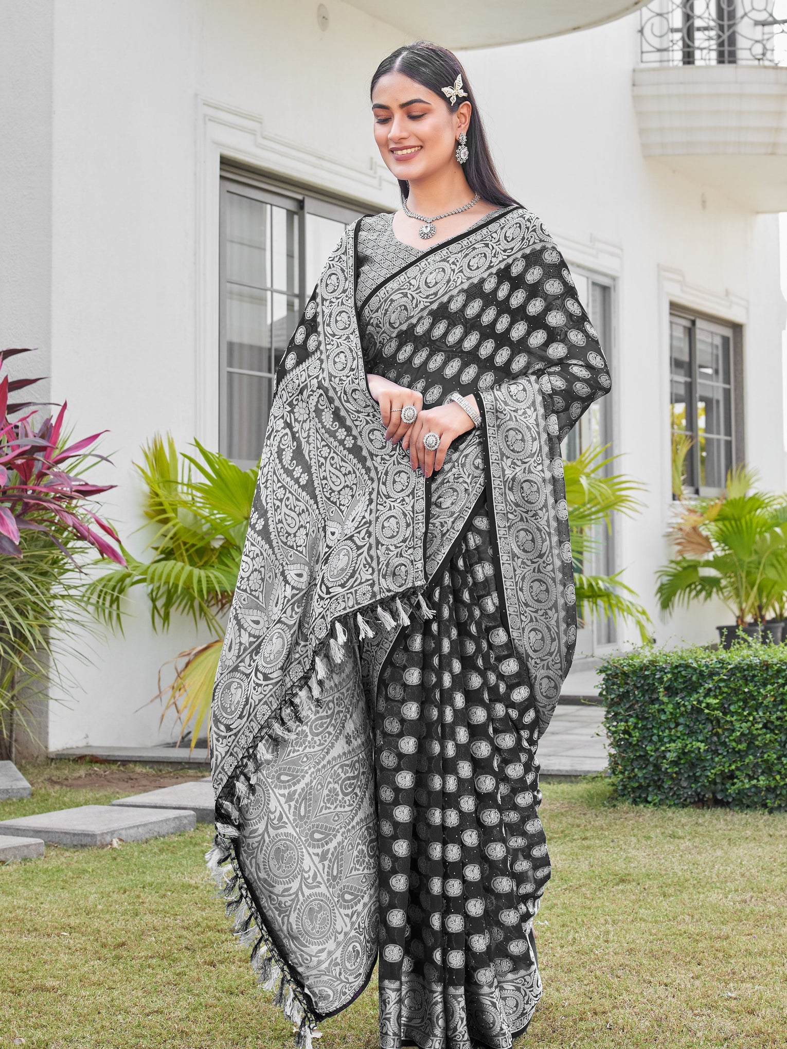 Black Georgette Saree VANITA - View 6