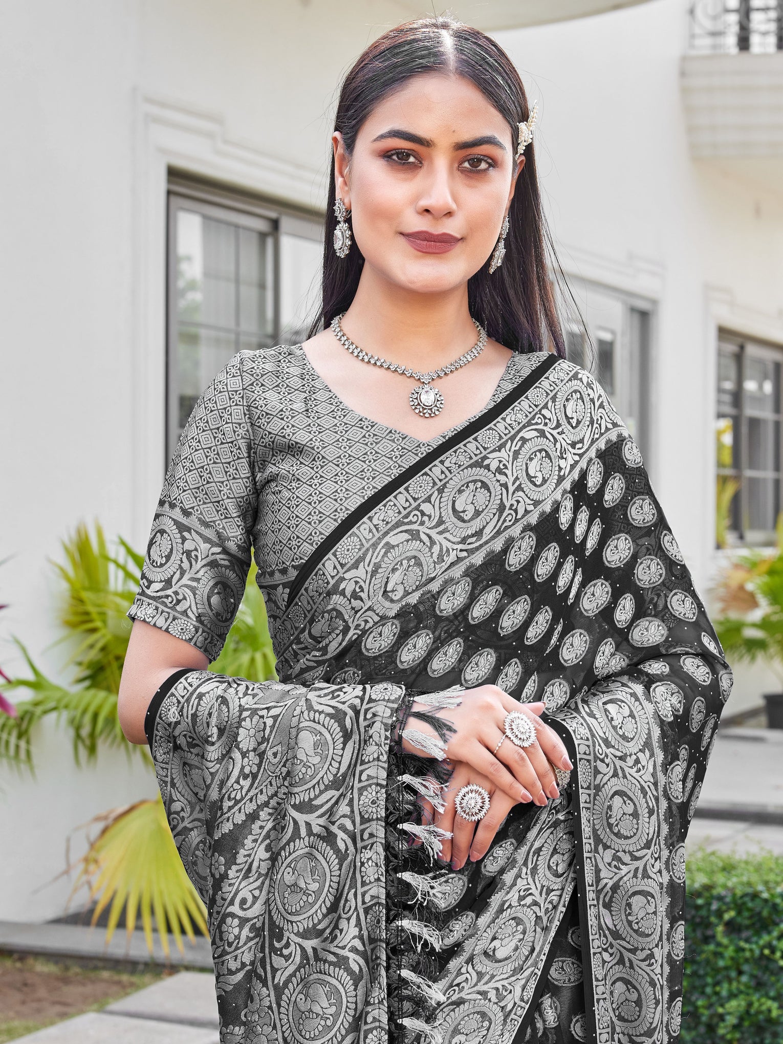 Black Georgette Saree VANITA - View 7